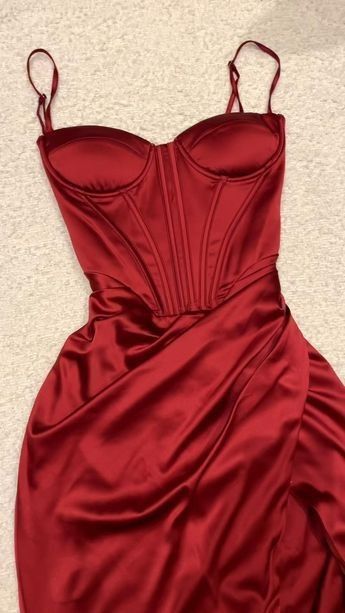 Wholesale Modest Sheath Spaghetti Straps Red Long Prom Dress Slit Evening Dresses gowns evening dresses
